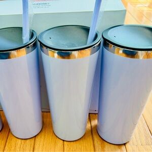 Set of 3 NEW Glitter Lilac Tumblers with Removable Lid and Straw, Tumbler